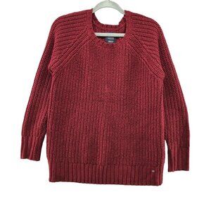 American Eagle Jegging Sweater Womens M Crewneck Wine Red Chunky Knit
